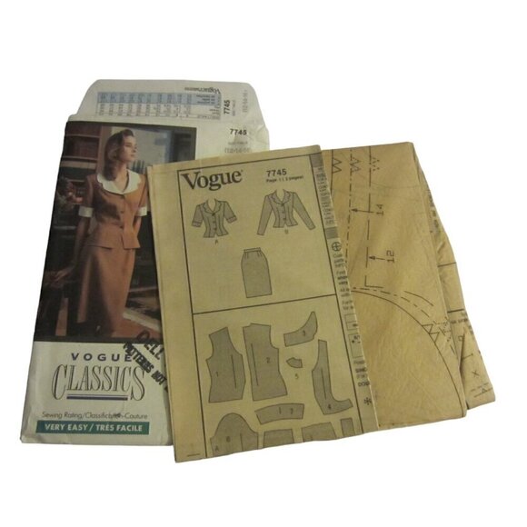 Vogue Women's Vintage Sewing Pattern 7745 Jacket & Skirt Size 12-14-16-18 - Picture 3 of 4
